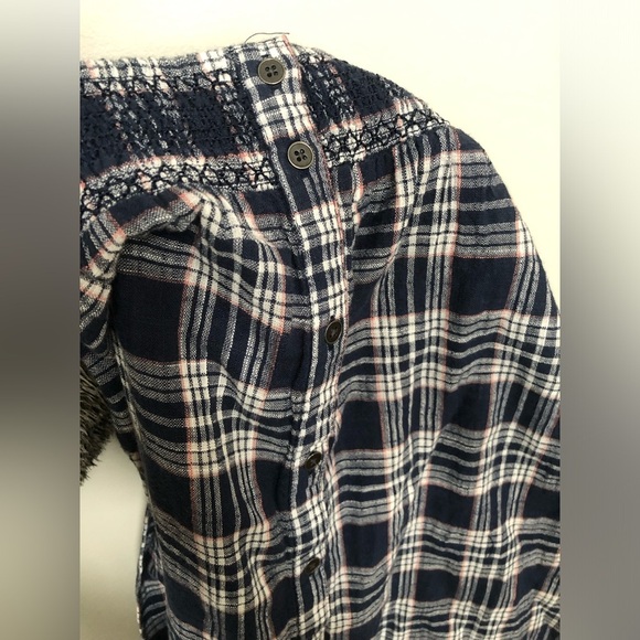 Style & Co. Women’s M “Off the Shoulder” Indiana Blue Plaid Button-Down - NWT! - Picture 11 of 11